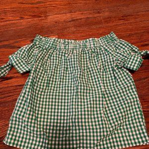 J. Crew Gingham Off the Shoulder Shirt